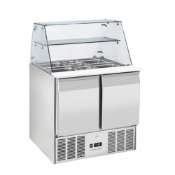 Stół chłodniczy sałatkowy Coolhead 2 drzwiowy 2 x GN1/1 + 2 x GN1/4 z nadstawką szklaną Wariant podstawowy