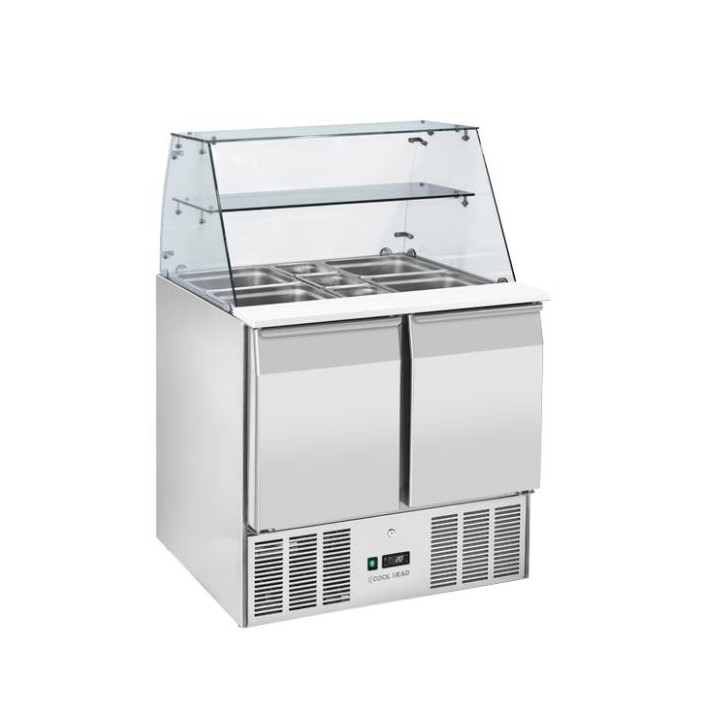 Stół chłodniczy sałatkowy Coolhead 2 drzwiowy 2 x GN1/1 + 2 x GN1/4 z nadstawką szklaną Wariant podstawowy