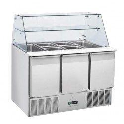 Stół chłodniczy sałatkowy Coolhead 3 drzwiowy 4 x GN1/1 z nadstawką szklaną Wariant podstawowy