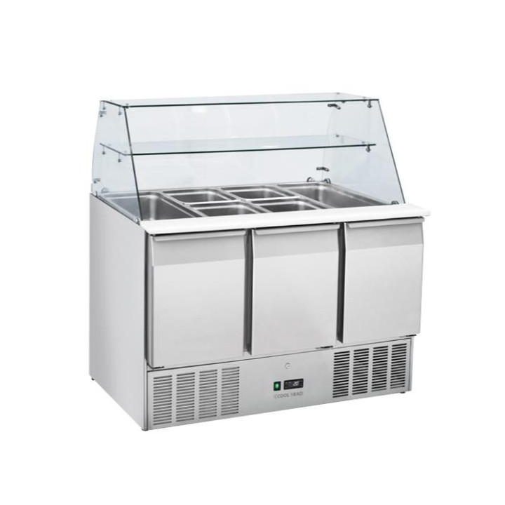 Stół chłodniczy sałatkowy Coolhead 3 drzwiowy 4 x GN1/1 z nadstawką szklaną Wariant podstawowy