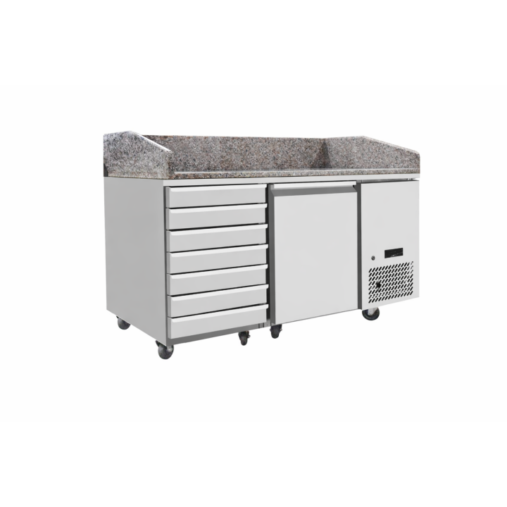 Stół chłodniczy do pizzy 1-drzwiowy z granitowym blatem, Arktic, 125L, granitowy, 220-240V/250W, 1510x800x(H)1000mm