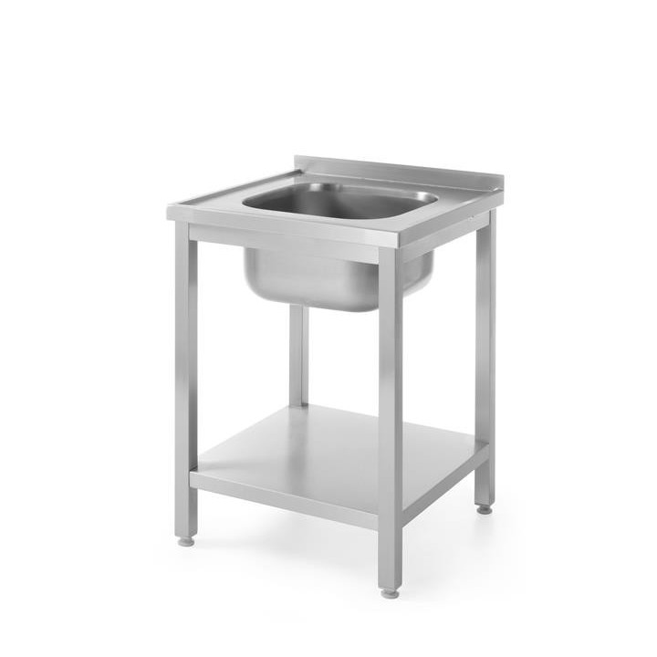 Stół z jednym zlewem z półką - skręcany 600x600x850