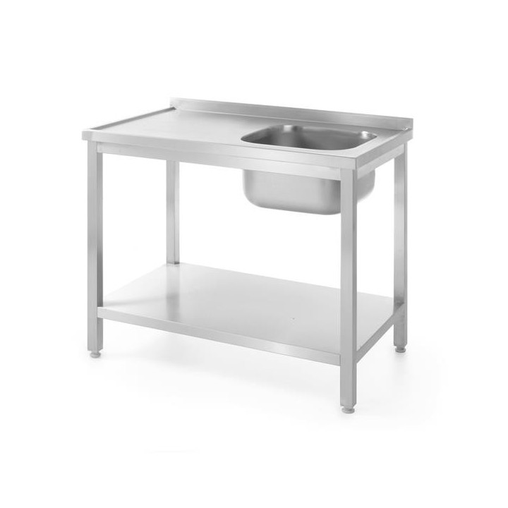 Stół z jednym zlewem z półką - prawy - skręcany 1000x600x850