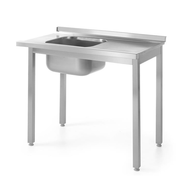 Stół załadowczy do zmywarek ze zlewem - skręcany lewy 1000x600x850