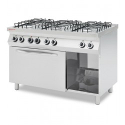 Kuchnia gazowa 6-palnikowa z konwekcyjnym piekarnikiem elektrycznym GN 1/1