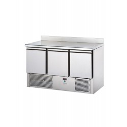 Stół chłodniczy sałatkowy, 3-drzwiowy z blatem roboczym z rantem