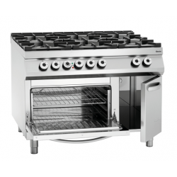 Kuchnia gazowa 6-palnikowa z piekarnikiem elektrycznym 5,6 kW i szafką, 1200x900x900 mm | BARTSCHER, 2952481 BARTSCHER