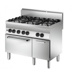 Kuchnia gazowa 6-palnikowaz piekarnikiem gazowym i szafką neutralną, 1100x650x870 mm | BARTSCHER, 650 Snack