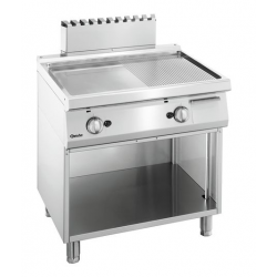 Płyta grillowa gazowa z płytą stalową gładką/ryflowaną i otwartą podstawą, 800x700x850 mm | BARTSCHER, 700 Classic