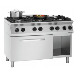 Kuchnia gazowa 6-palnikowa z piekarnikiem elektrycznym GN 2/1 i podstawą otwartą, 1200x700x 955 mm | BARTSCHER, MFG 7360