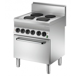 Kuchnia elektryczna 4-płytowa z piekarnikiem elektrycznym i termoobiegiem GN1/1, 700x650x870 mm | BARTSCHER, 650 Snack