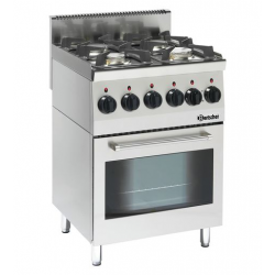 Kuchnia gazowa 4-palnikowa z wielofunkcyjnym piekarnikiem elektrycznym, 600x600x900 mm | BARTSCHER, 600 Imbiss
