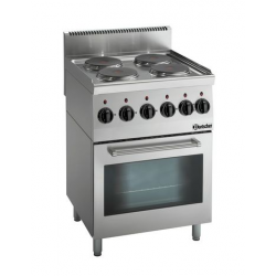 Kuchnia elektryczna 4-płytowa z wielofunkcyjnym piekarnikiem elektrycznym, 600x600x900 mm | BARTSCHER, 600 Imbiss