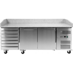 Stół chłodniczy do pizzy 600x400, 2 komory + 7 szuflad granitowy blat Yato YG-05310