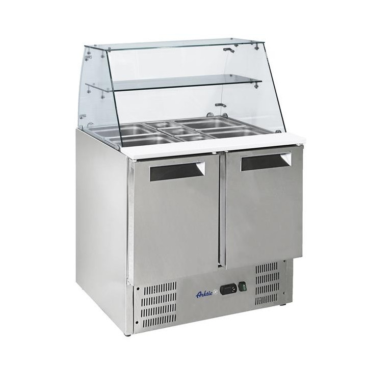 Stół chłodniczy sałatkowy 2- drzwiowy z nadstawą szklaną nowy czynnik Arktic Hendi 236185