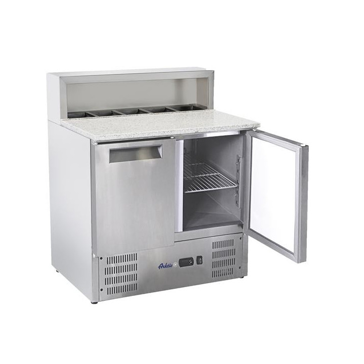 Stół chłodniczy 2- drzwiowy z nadstawą 5*GN 1/6 i blatem granitowym Arktic Hendi 236208