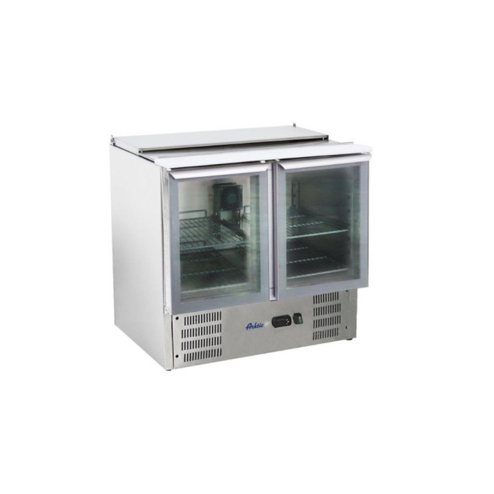 Stół chłodniczy sałatkowy z pokrywą uchylną 2-drzwiowy przeszkloy nowy czynnik Arktic Hendi 236246