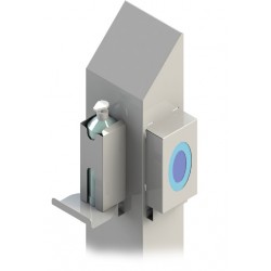 Stojak sanitarny z uchwytem na płyn do dezynfekcji i pojemnikiem na rękawiczki w kartoniku