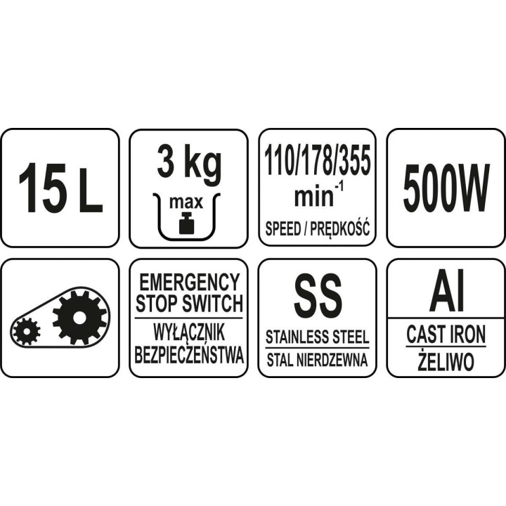 Mikser planetarny 15L 3-końcówki 3-prędkości Yato YG-03020