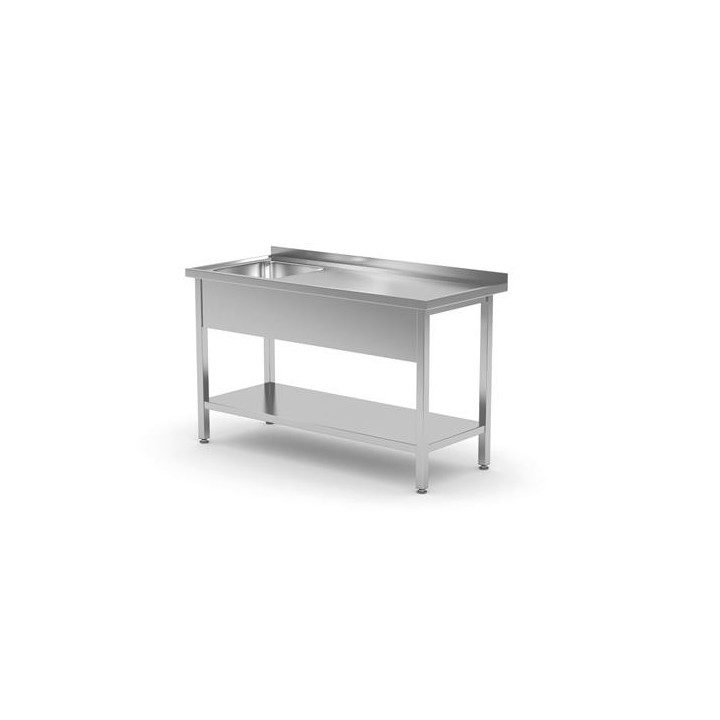 Stół z jednym zlewem z półką lewy - skręcany o wym.1000x700x(H)850 mm 