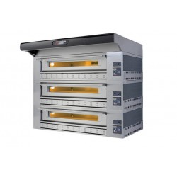 Gazowe wielopoziomowe piece do pizzy P150G piec trzykomorowy z okapem i bazą