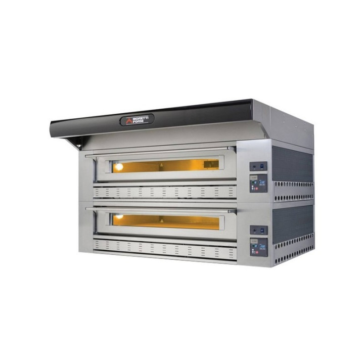 Gazowe wielopoziomowe piece do pizzy P150G piec dwukomorowy z okapem i bazą