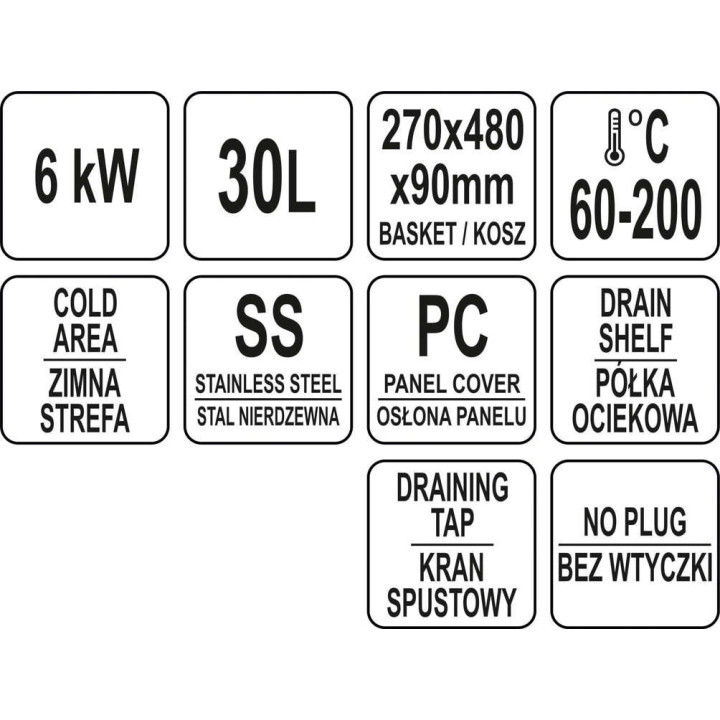 Smażalnik do pączków/faworków/frytek 23L z kranem 6kW
