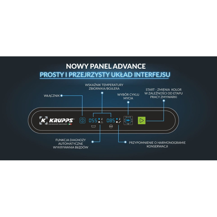 Zmywarka do szkła i talerzy | kosz 500x500 | 400V | KRUPPS CUBE LINE C537TE | panel elektroniczny Advance  4 cykle mycia