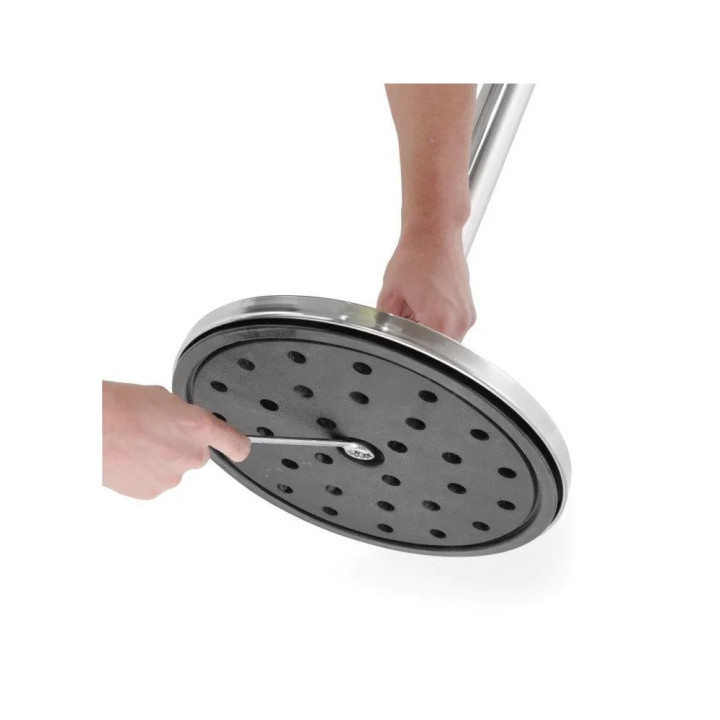 Podstawa do słupka odgradzającego w kolorze srebrnym chromowany