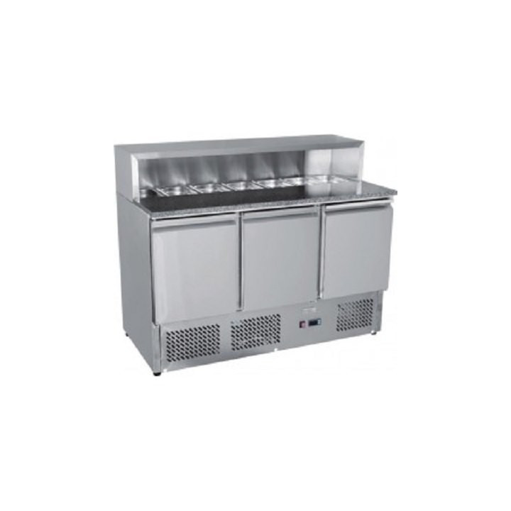 Stół chłodniczy 3-drzwiowy do pizzy z nadstawką