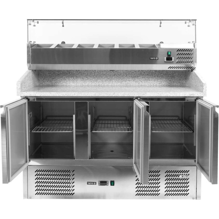 Stół chłodniczy 3-drzwiowydo pizzy z nadstawką 6 x GN 1/4 Yato YG-05305