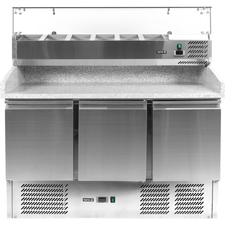 Stół chłodniczy 3-drzwiowydo pizzy z nadstawką 6 x GN 1/4 Yato YG-05305