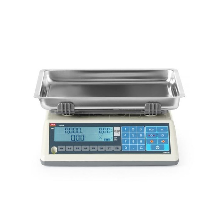 Waga kalkulacyjna LCD z legalizacją seria EGE głęboka szalka 30 kg  Hendi TEM030C-PZR
