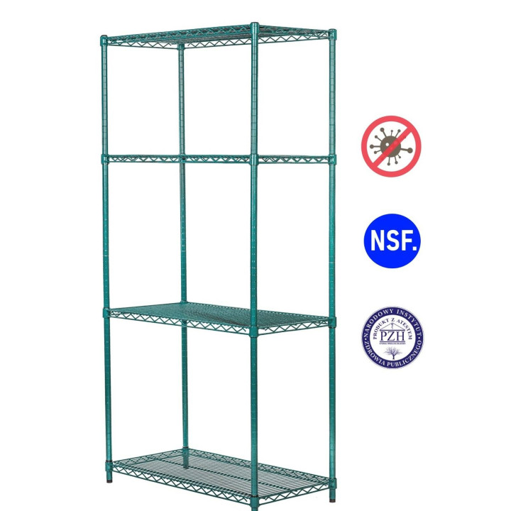 Regał noMICRO 4-półki (46x107x200cm) antybakteryjny magazynowy
