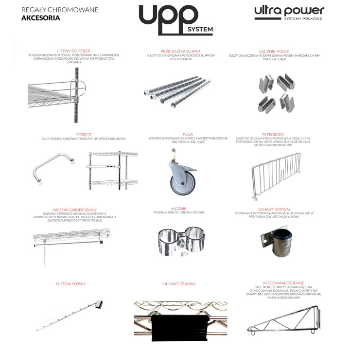 Regał noMICRO  4-półki (61x152x200cm) antybakteryjny magazynowy