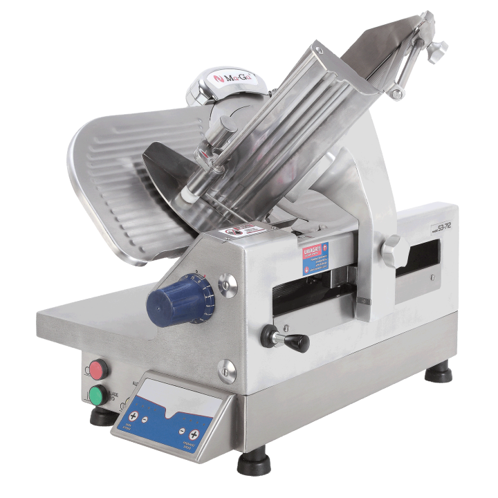 Krajalnica półautomatyczna do wędlin MaGa S3-712 ze wspomaganym trybem pracy ręcznej