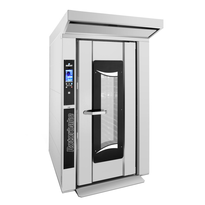 Elektryczny piec obrotowy piekarniczy | rotacyjny | 18 blach 600x800 mm | 47 kW | 400V | 1300x1680x2500 | Rotorbake E8 18T Visio