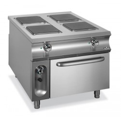 Kuchnia elektryczna 4 - płytowa  z kwadratowymi płytami z przelotowym piekarnikiem elektrycznym Domina 1100