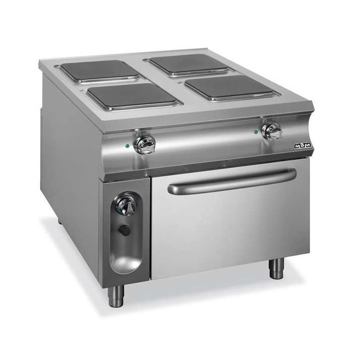 Kuchnia elektryczna 4 - płytowa  z kwadratowymi płytami z przelotowym piekarnikiem elektrycznym Domina 1100