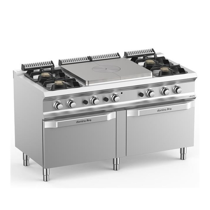 Kuchnia gazowa 2 x 2 palnikowa z  centralną płytą grzewczą i dwoma piekarnikami gazowymi 