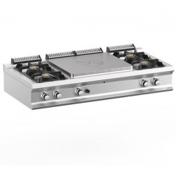 Kuchnia gazowa 2 x 2 palnikowa z  centralną płytą grzewczą nastawna DominaPro 700 