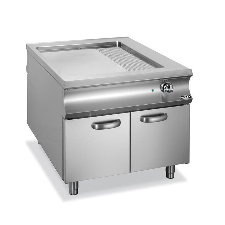 Płyta grillowa  elektryczna chromowana 2/3 gładka 1/3 ryflowana na szafce Domina 1100