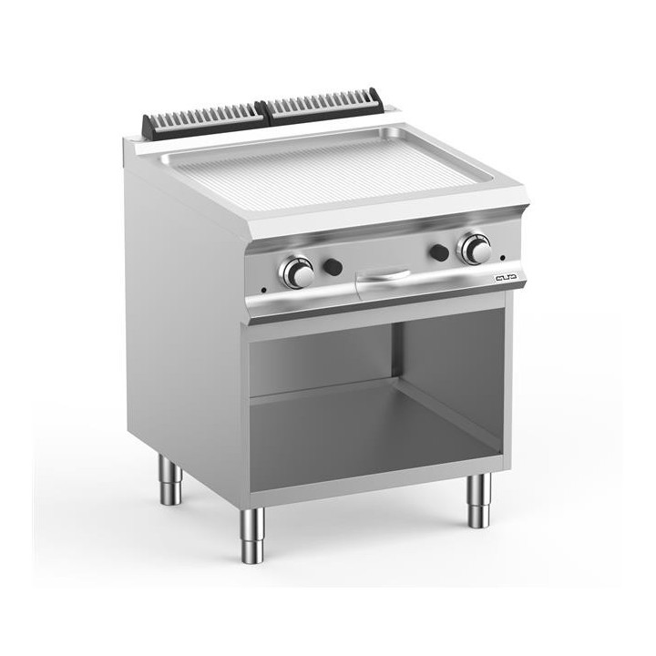 Płyta grillowa gazowa podwójna ryflowana chromowana na podstawie z 3 stron zamkniętej  DominaProPro 700 