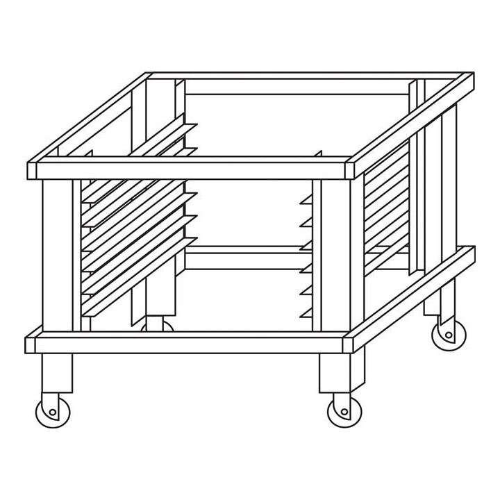 Podstawa z prowadnicami na kołach do pieca S105 H800mm
