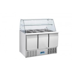 Stół chłodniczy sałatkowy Coolhead 3 drzwiowy, 4 x GN1/1, z nadstwaką szklaną