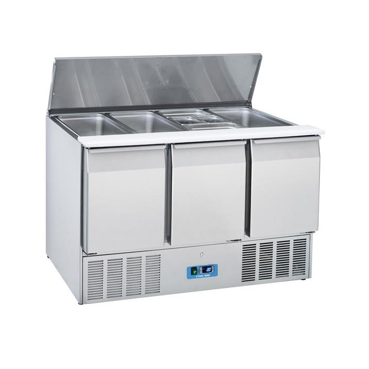 Stół chłodniczy sałatkowy Coolhead 3 drzwiowy, 4 x GN1/1, z pokrywą uchylną