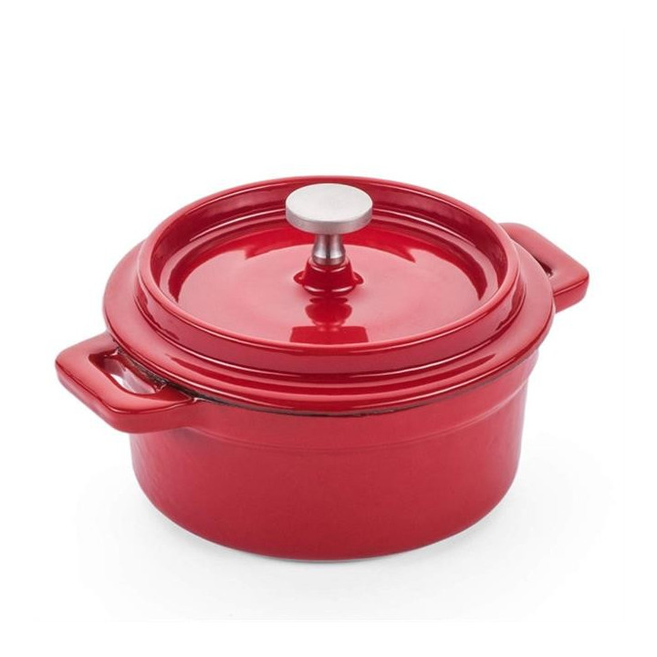 Garnek żeliwny emaliowany HENDI 0,2L czerwony 130x100x(H)48mm  Hendi 626856