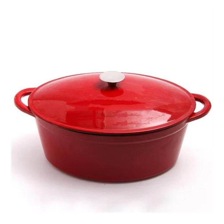 Garnek żeliwny emaliowany HENDI 7L czerwony 407x254x(H)135mm  Hendi 626825