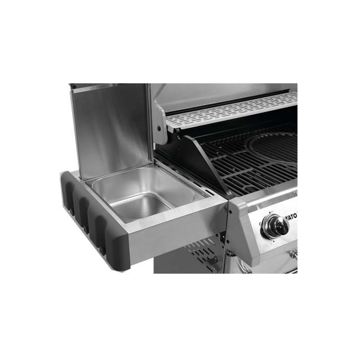 Grill gazowy 3+1 stal nierdzewna, pokrywa z szybą, palnik gazowy 11,5kW YATO YG-20015 Yato YG-20015