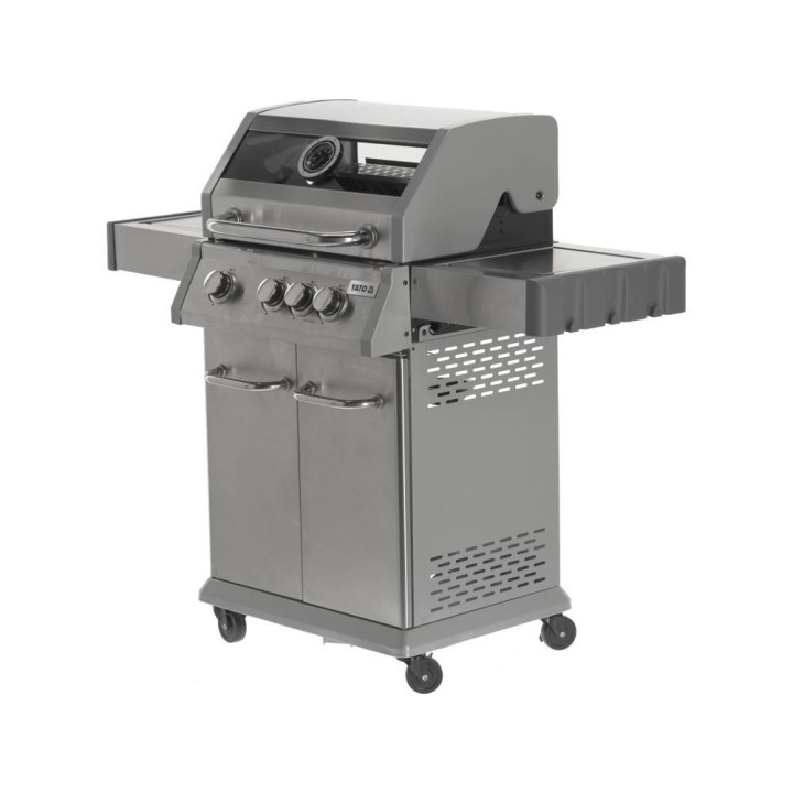 Grill gazowy 3+1 stal nierdzewna, pokrywa z szybą, palnik gazowy 11,5kW YATO YG-20015 Yato YG-20015